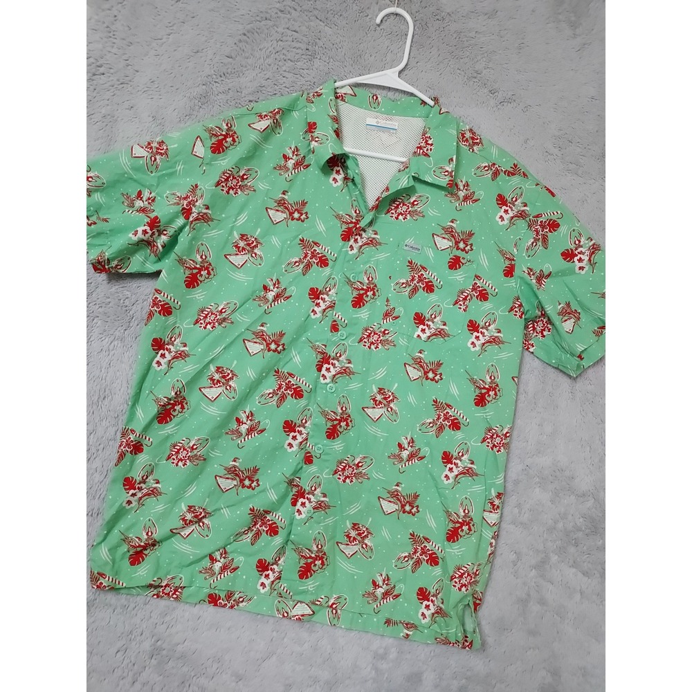 Columbia PFG Shirt Mens Medium Christmas Holiday Fishing Marlin Trollers Best M
